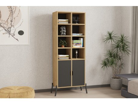 HANAH HOME Polica za knjige Lido Sapphire Oak Antracite