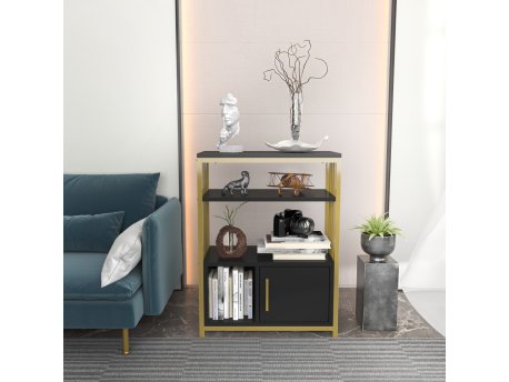 HANAH HOME Polica za knjige Letos Anthracite Gold