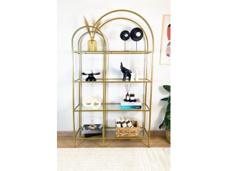 HANAH HOME Polica za knjige Twin Gold Transparent