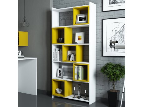 HANAH HOME Polica za knjige Box White Yellow