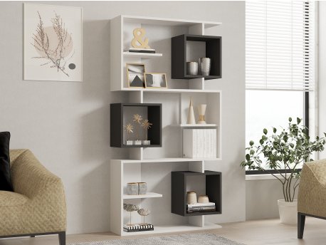 HANAH HOME Polica za knjige Icardi White Anthracite