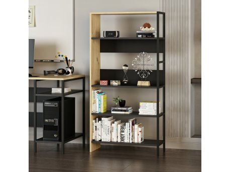 HANAH HOME Polica za knjige Tiran Anthracite Black