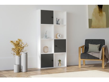 HANAH HOME Polica za knjige Ena White Anthracite