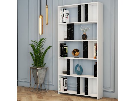 HANAH HOME Polica za knjige Lima White Black Marble