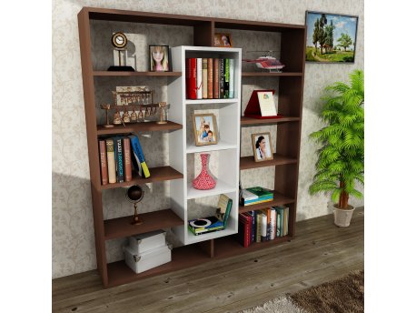 HANAH HOME Polica za knjige Ample Wenge White