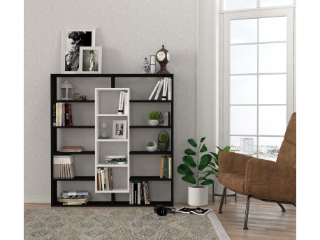 HANAH HOME Polica za knjige Ample Black White