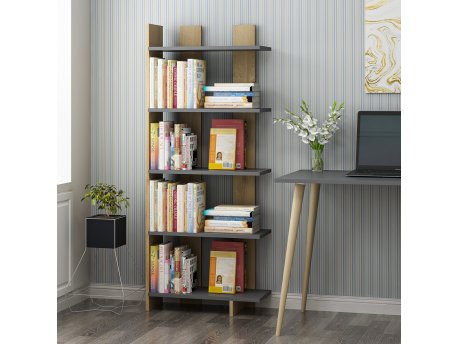 HANAH HOME Polica za knjige Elas Anthracite