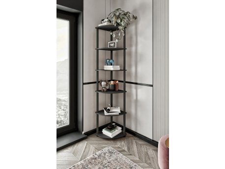 HANAH HOME Polica za knjige Bookcase 6 Corner Black