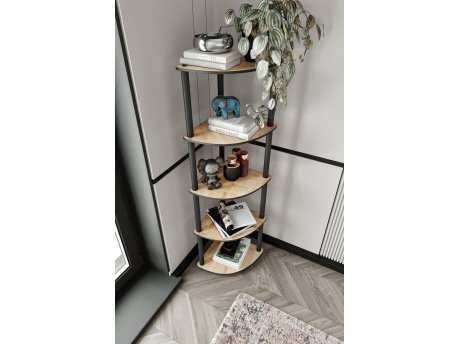 HANAH HOME Polica za knjige Bookcase 5 Corner Oak