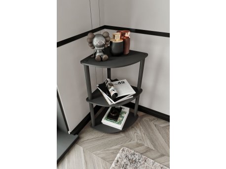 HANAH HOME Polica za knjige Bookcase 3 Tiers Corner Black
