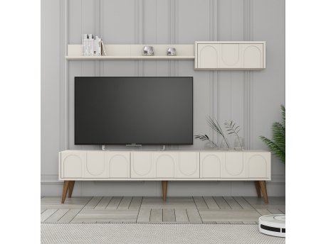 HANAH HOME TV polica Lyon 2 Cream Walnut