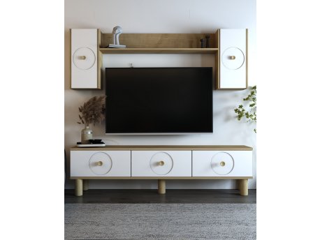 HANAH HOME TV polica Deren Bohem Sapphıre Oak White