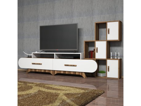 HANAH HOME TV polica Flora S Walnut White