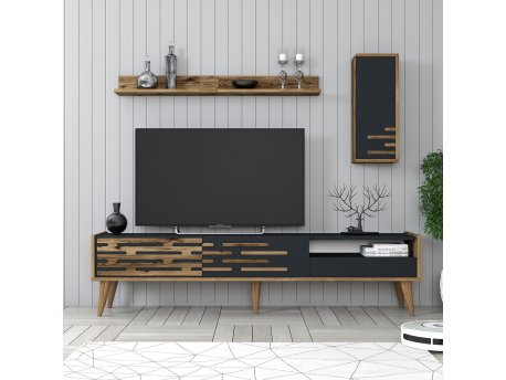 HANAH HOME TV polica Valensiya - Walnut Anthracite