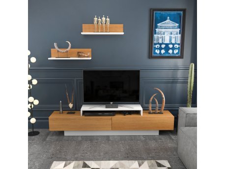 HANAH HOME TV polica Lusi White Teak