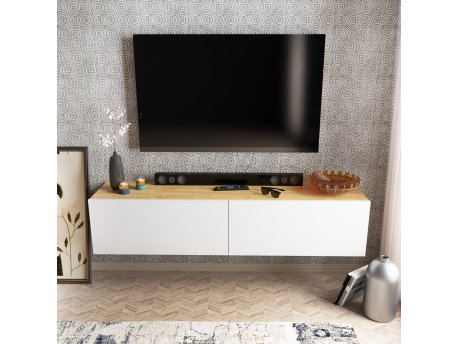 HANAH HOME TV polica Poling White Walnut