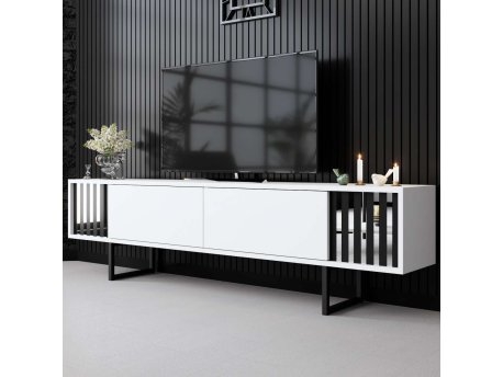 HANAH HOME TV polica Chrome Line White Black