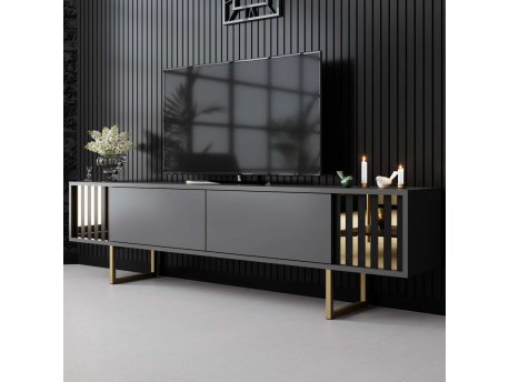 HANAH HOME TV polica Gold Line Anthracite Gold