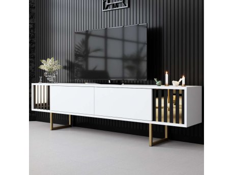HANAH HOME TV polica Gold Line White Gold