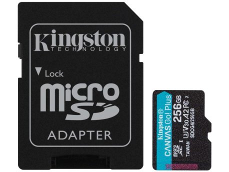 KINGSTON Memorijska kartica U3 V30 microSDXC 256GB Canvas Go Plus 200MB/s A2 + adapter (SDCG4/256GB)