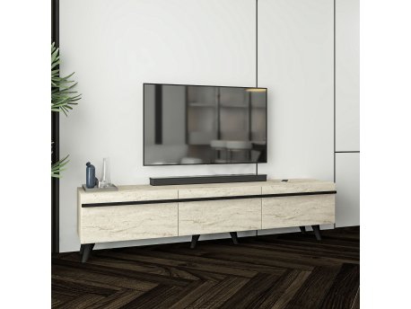HANAH HOME TV polica Amsterdam Style Travertine Black