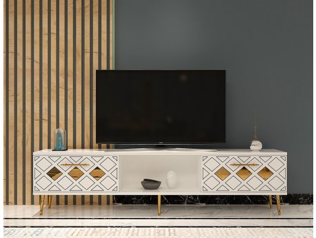 HANAH HOME TV polica Dome White Gold