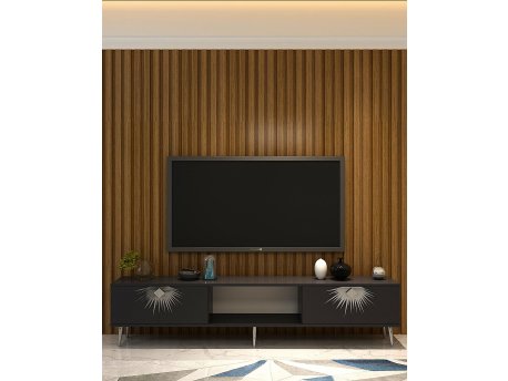HANAH HOME TV polica Nida Anthracite Silver