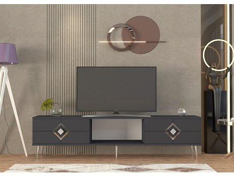 HANAH HOME TV polica Robber Anthracite Silver