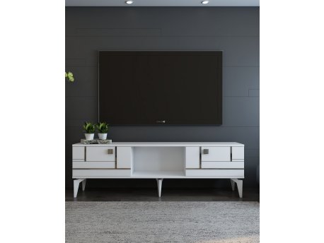 HANAH HOME TV polica Madera White Silver