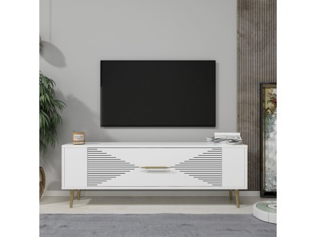 HANAH HOME TV polica Retrol1 White Gold