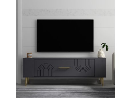 HANAH HOME TV polica Retrol2 Anthracite Gold