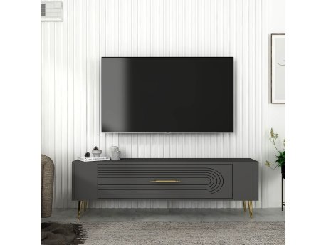 HANAH HOME TV polica Retrol3 Anthracite Gold