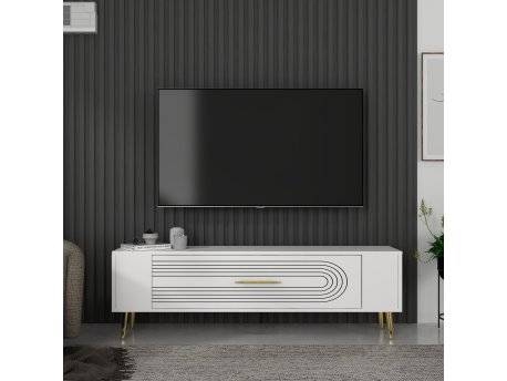 HANAH HOME TV polica Retrol3 White Gold