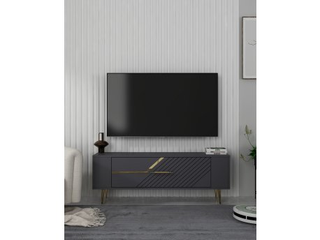 HANAH HOME TV polica Retrolp5 Anthracite Gold