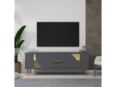HANAH HOME TV polica Retrop2 Anthracite Gold