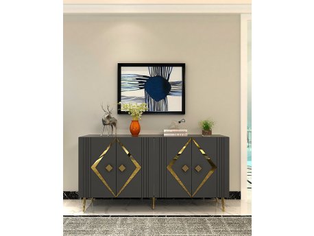 HANAH HOME Komoda Domino KB150 Anthracite Gold