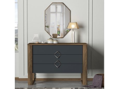 HANAH HOME Komoda Bumerang Aynalı Walnut Anthracite