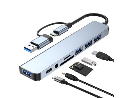 LINKOM USB+TIP C Hub 4xUSB 3.0+TIP C+SD/micro sd+ Audio