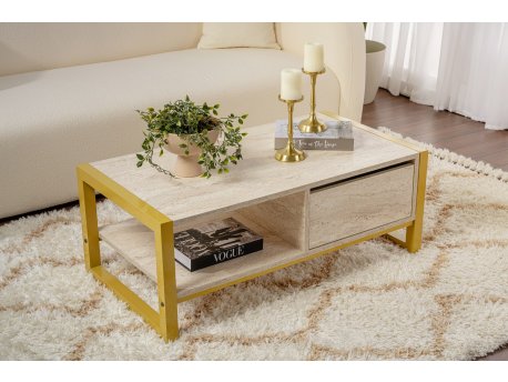 HANAH HOME Sto za dnevnu sobu Haldizen Gold Travertine