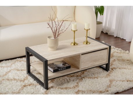 HANAH HOME Sto za dnevnu sobu Haldizen Black Travertine