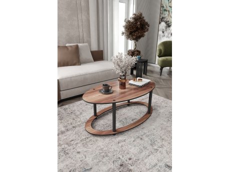 HANAH HOME Sto za dnevnu sobu Hole Ellipse Walnut