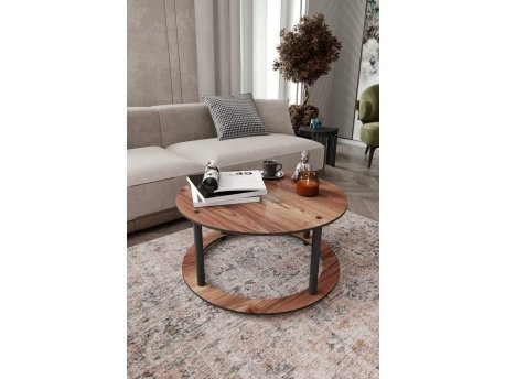 HANAH HOME Sto za dnevnu sobu Hole Round Walnut