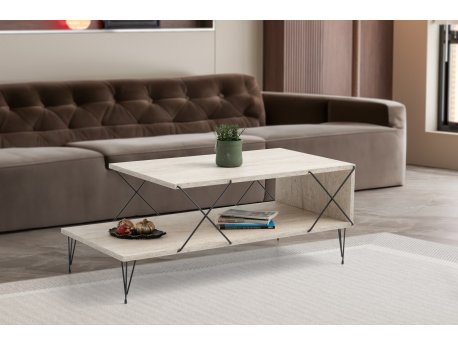 HANAH HOME Sto za dnevnu sobu Loire Black Travertine