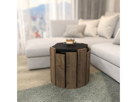 HANAH HOME Sto za dnevnu sobu Lori Anthracite Walnut