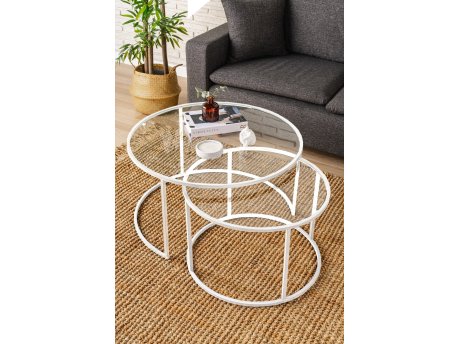 HANAH HOME Sto za dnevnu sobu Belarus 80 White Transparent