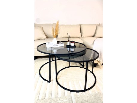 HANAH HOME Sto za dnevnu sobu Tokyo 80 Black Fume