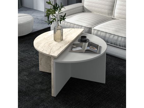 HANAH HOME Sto za dnevnu sobu Dolunay Grey Travertine