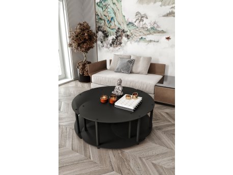 HANAH HOME Okrugli set stolova za kafu Yang 4L 70 Black