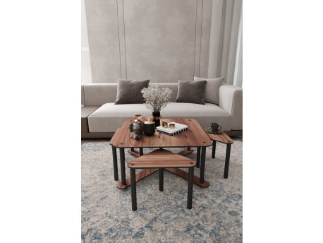 HANAH HOME Set stolova za kafu Pizza Square Walnut (282PTR1561)
