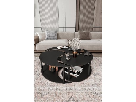 HANAH HOME Okrugli set stolova za kafu Yang 3 100 Black